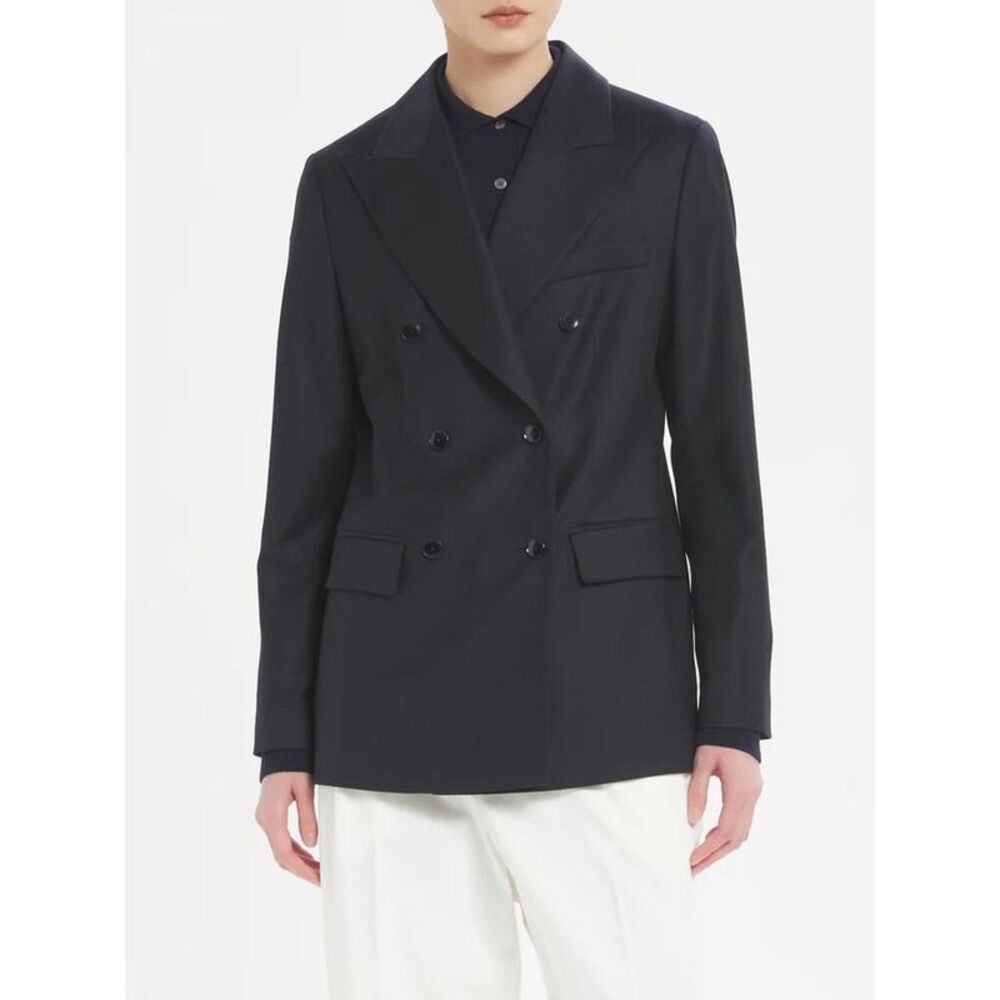BARENA Double-Breasted Wool Blazer Women BLUE Coats & Jackets
